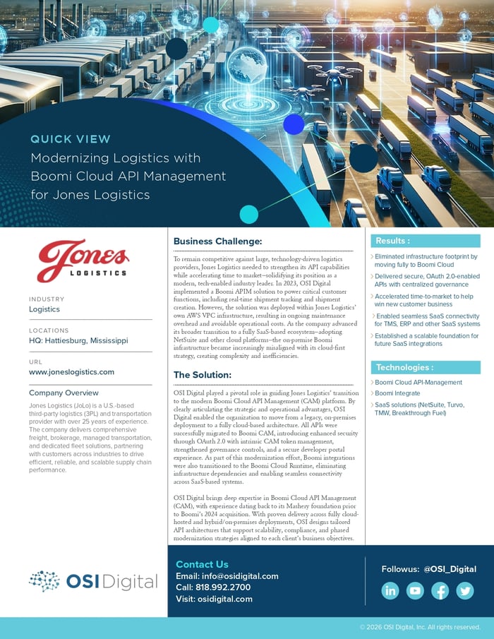 Quick View:&nbsp;Modernizing Logistics with Boomi Cloud API Management for Jones Logistics