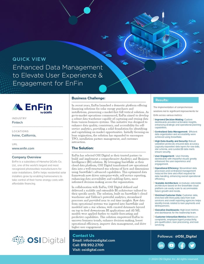 Quick View: Enhanced Data Management to Elevate User Experience & Engagement for EnFin
