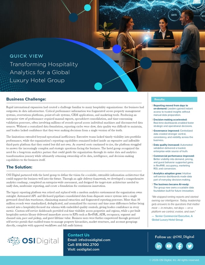 Quick View:&nbsp;Transforming Hospitality Analytics for a Global Luxury Hotel Group