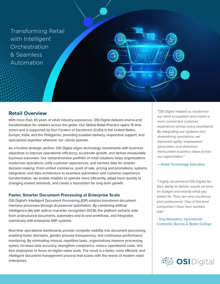 Data Sheet:&nbsp;Transforming Retail with Intelligent Orchestration & Seamless Automation