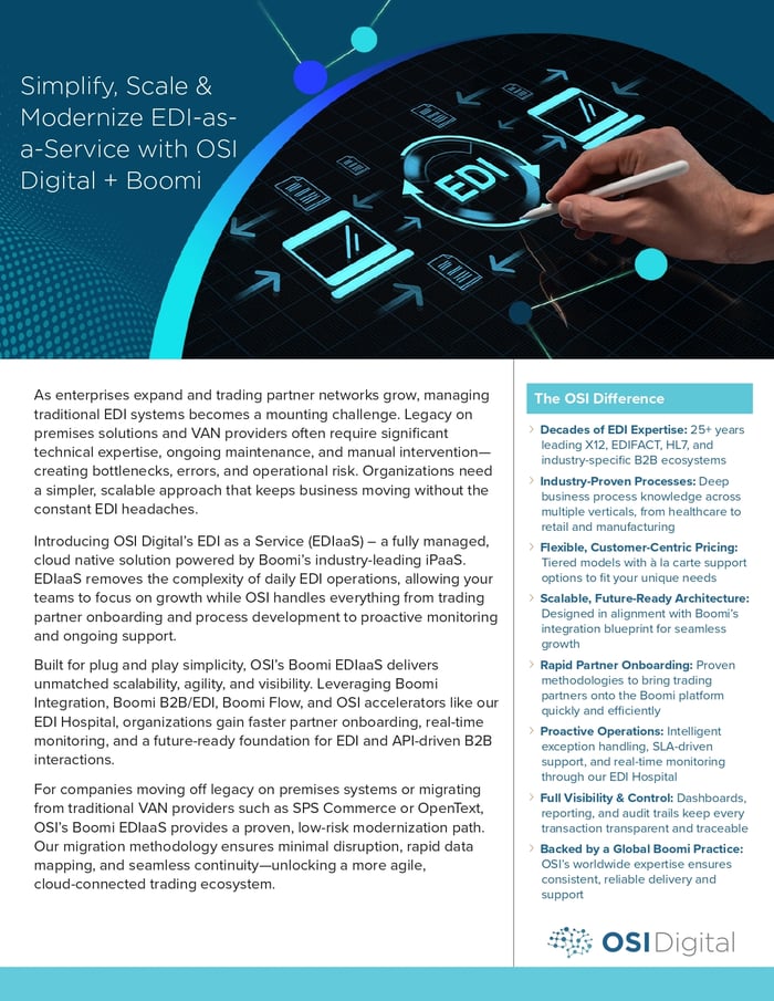 Data Sheet:&nbsp;Simplify, Scale & Modernize EDI-as-a-Service with OSI Digital + Boomi
