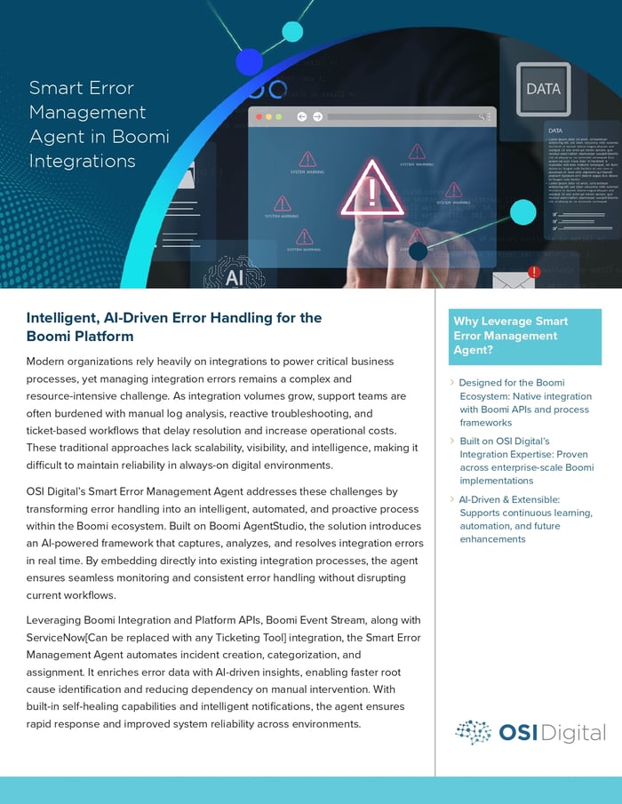 Data Sheet:&nbsp;Smart Error Management Agent in Boomi Integrations