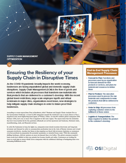 Supply Chain Management Optimization Data Sheet Image