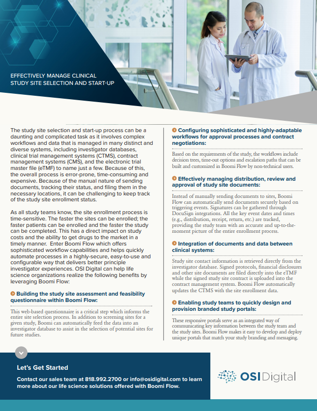 Data Sheet: Effectively Manage Clinical Site Selection & Start-Up